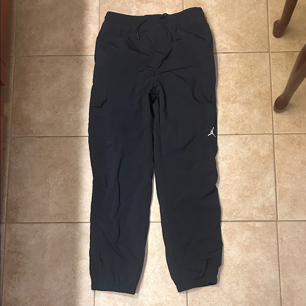 Jordan Black Mesh Joggers with Red Logo